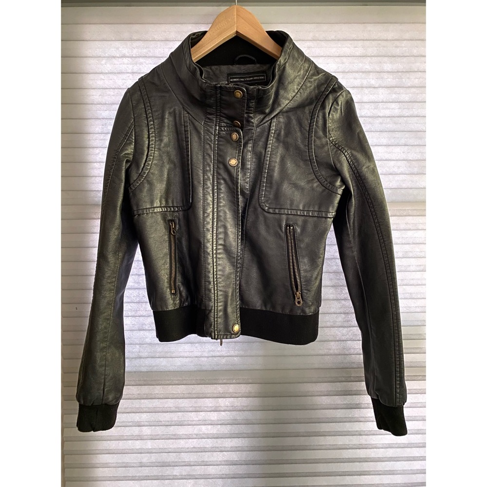 Members Only X Urban Outfitters Black Faux Leather Jacket